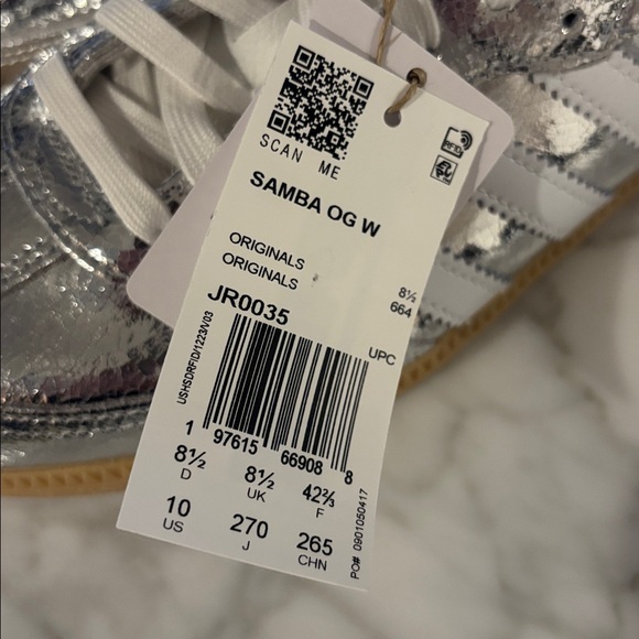 Adidas Samba Metallic Silver and White Sneakers - Picture 2 of 4